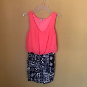 Hot pink and black design dress